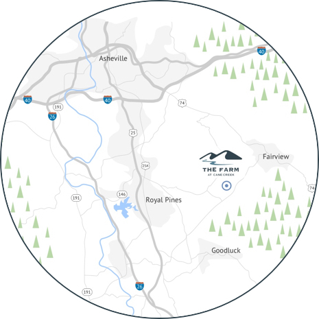 Location of The farm at Cane Creek